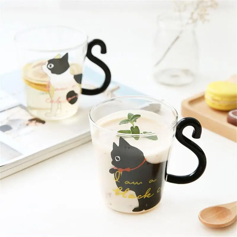 Горячая Милая 8,5 унций Милая креативная кружка для кофе с кошачьим молоком чашка для воды стеклянная чайная кружка мультяшная Китти домашняя офисная чашка для фруктового сока