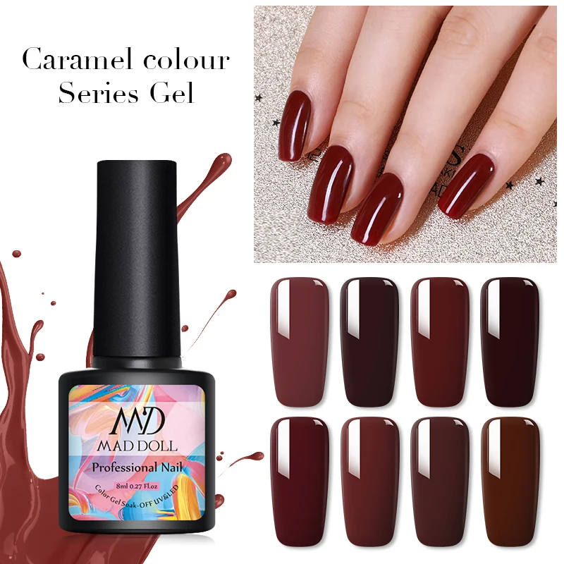 

MD MAD DOLL 8ml Caramel Series Gel Nail Polish Soak Off UV Gel Varnish Semi-permanent Nail Art Gel for Manicuring Design