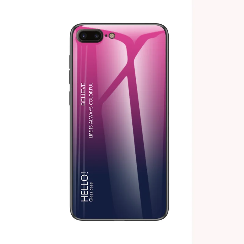 Розово-красный Силиконовый чехол-бампер с полной защитой для телефона Apple iphone 6, 6 S, 7, 8 Plus, чехол, модный стеклянный чехол для телефона - Цвет: Розово-красный