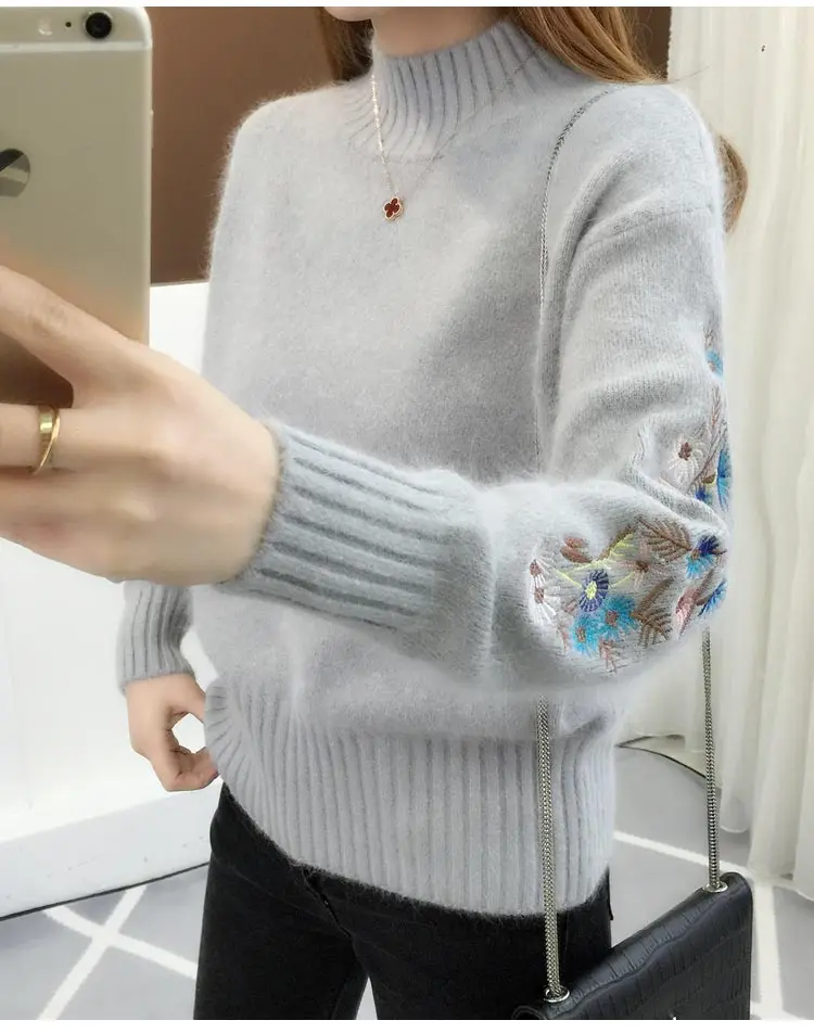 Autumn New Fashion Elegant Knitted Women Sweater Casual Women Blouses Women Tops O-neck Long Sleeve Women Clothing 5459 50