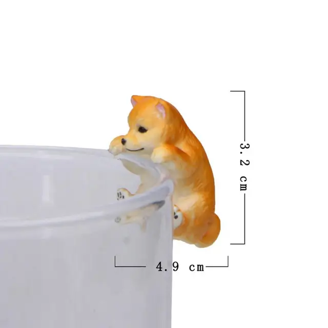 Realistic Figurine Model Lifelike Mini Shiba Dog Animal Figurine Hanging Cup Rim DIY Landscape Ornament Table Decor Toys 4