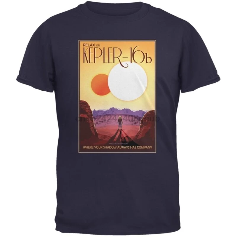 Exoplanet Keplar 16b Navy Adult T-Shirt |