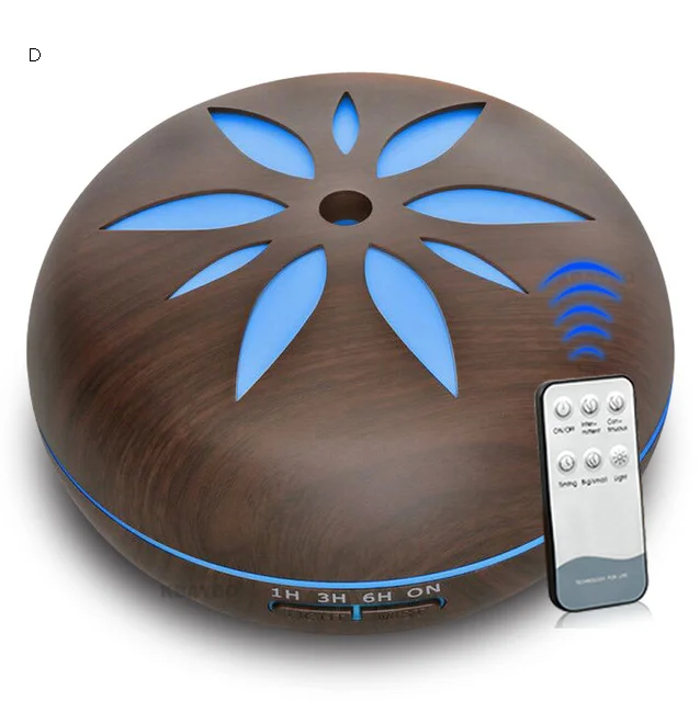 

Humidifier remote control aroma diffuser dark wood grain the vase air humidifier 7 colors light Timed function550ml
