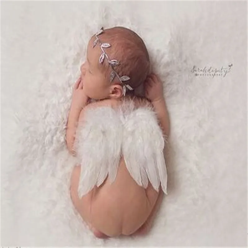 Реквизит для фотографии новорожденных белые крылья Ангела Детские фотографии реквизит перо Крылья девушки волосы Детские аксессуар для