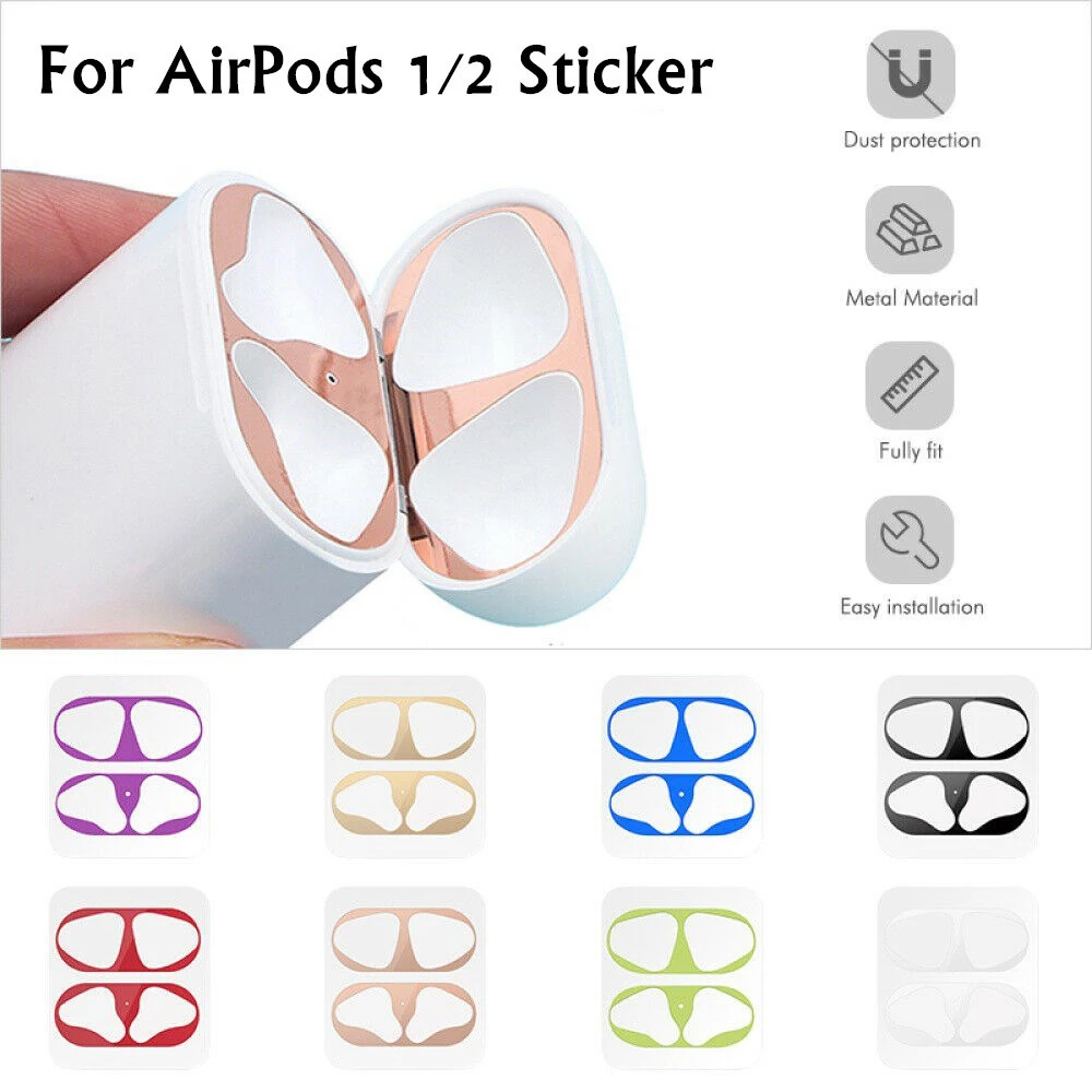 

Dust Guard For AirPods 2 Case Box Sticker Inside Protector Earphone Film For AirPods 2 Air Pods 1 Cover Skin Sticker Metal