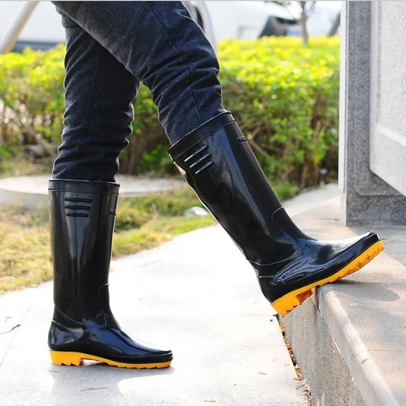 

Plus Velvet Beef Tendon Bottom Rain Boots Men Kitchen Water Boots Gao Cylinder Non-slip Wear Resistant Water Shoes Construction