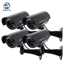Caméra factice 4 Pack extérieur faux caméra de sécurité factice lumière LED CCTV Surveillance fausse caméra noir(China)