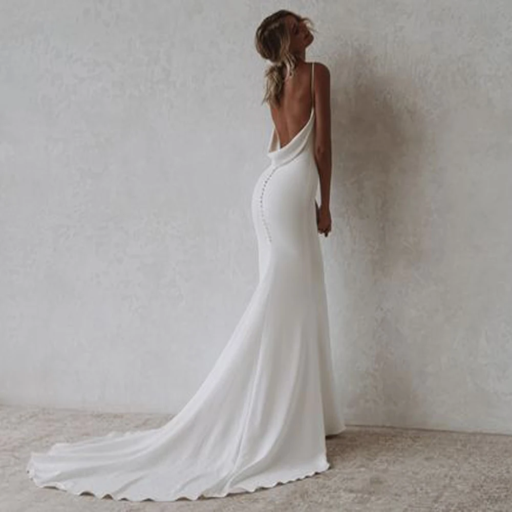 Mryarce Simply Elegant Flexible Crepe Cowl Neck Mermaid Wedding Dress Sexy  Bridal Gowns - AliExpress 320