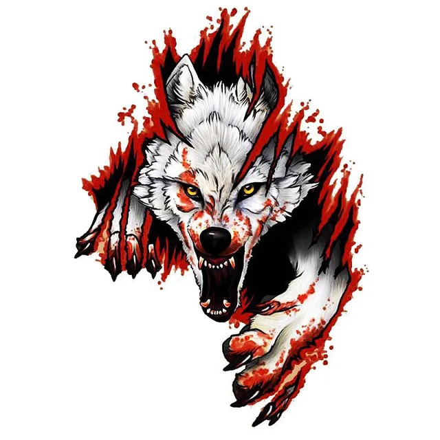 Car Personality 3D Realistic Wolf Head Hood Car Body Car Door Body Decorative Stickers Car Stickers Anime Car Accessories Wave car stickers
