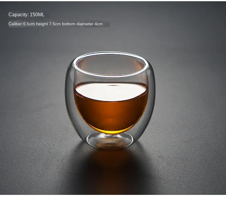 2pc/6pc Double-layer Heat-resistant Glass Coffee Cup Transparent Tea Beer Coffee Water Cups Heat Preservation cup Gift set