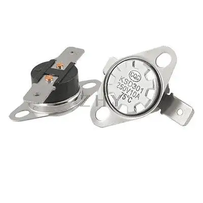 

5 Pcs 75 Celsius Normal Close Temperature Control Switch Thermostat KSD301