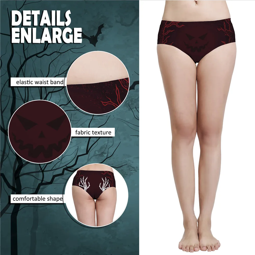 DeanFire 92% Polyester 8% Spandex Sexy Women Plus Size Underwear Halloween  Skeleton Hand Print Panty - AliExpress