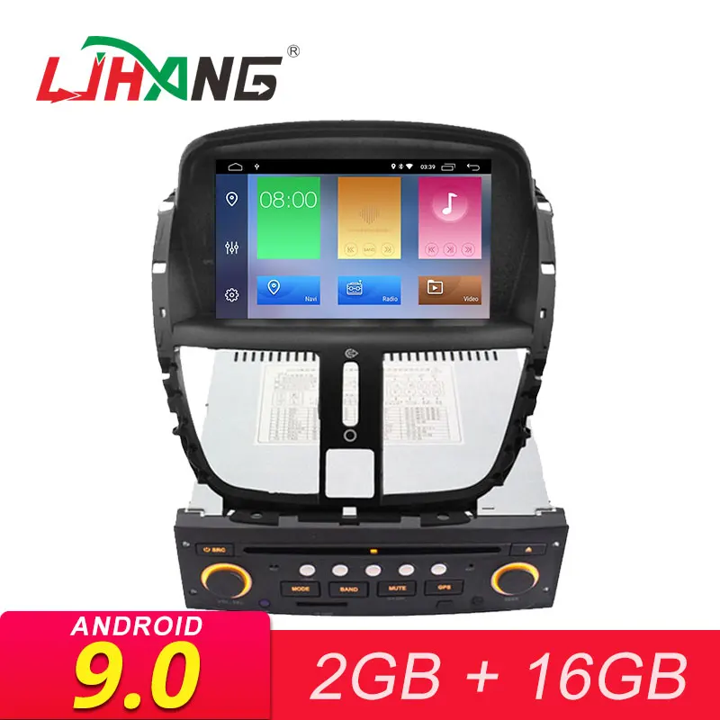 Best LJHANG 1 Din Car DVD Player Android 9.0 For Peugeot 207 2008-2014 GPS Navigation auto stereo headunit radio multimedia RDS Audio 0