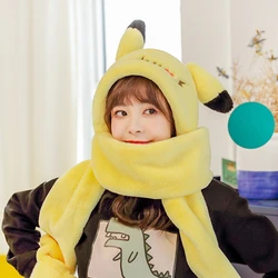 Cartoon Hat Female Autumn and Winter Cute Winter Plush Scarf Gloves Hooded One Korean Version of Wild Warmth Trend Fashion