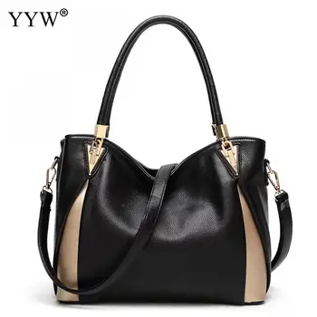 

Waterproof Shopping Tote Bags For Women High Quality Pu Leather Female Handbag Black 2019 Vintage Mom Zipper Handbags Sac A Main