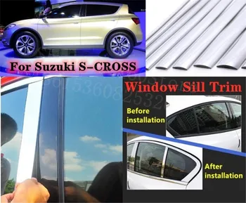 

Puou high-quality Car Full Window Pillar Trim Cover Stainless Steel Chrome Decoration For Suzuki S-CROSS Car Styling