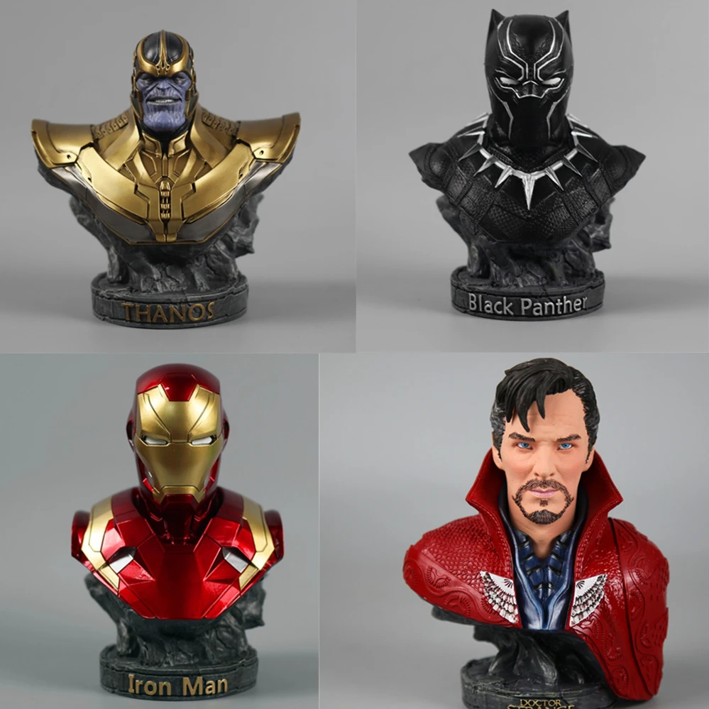 

Marvel Avengers Final Battle, Iron Man Black Panther Spiderman Doctor Strange 18cm Color Bust Statue