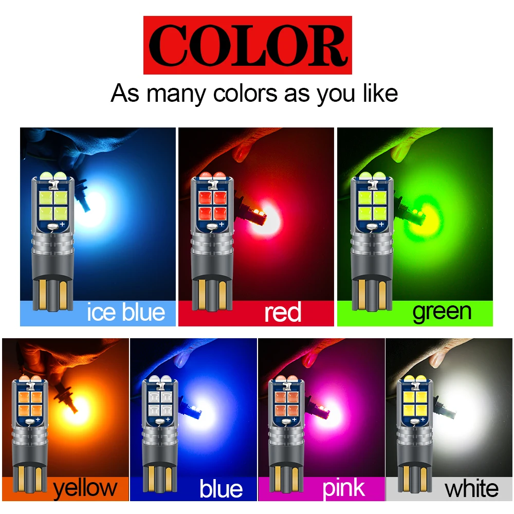 10 шт. T10 W5W 194 Canbus 3030 10smd с линзой для салона автомобиля, лампы для чтения, зазор для Чтения номерного знака, стояночный светильник, автомобильная лампа