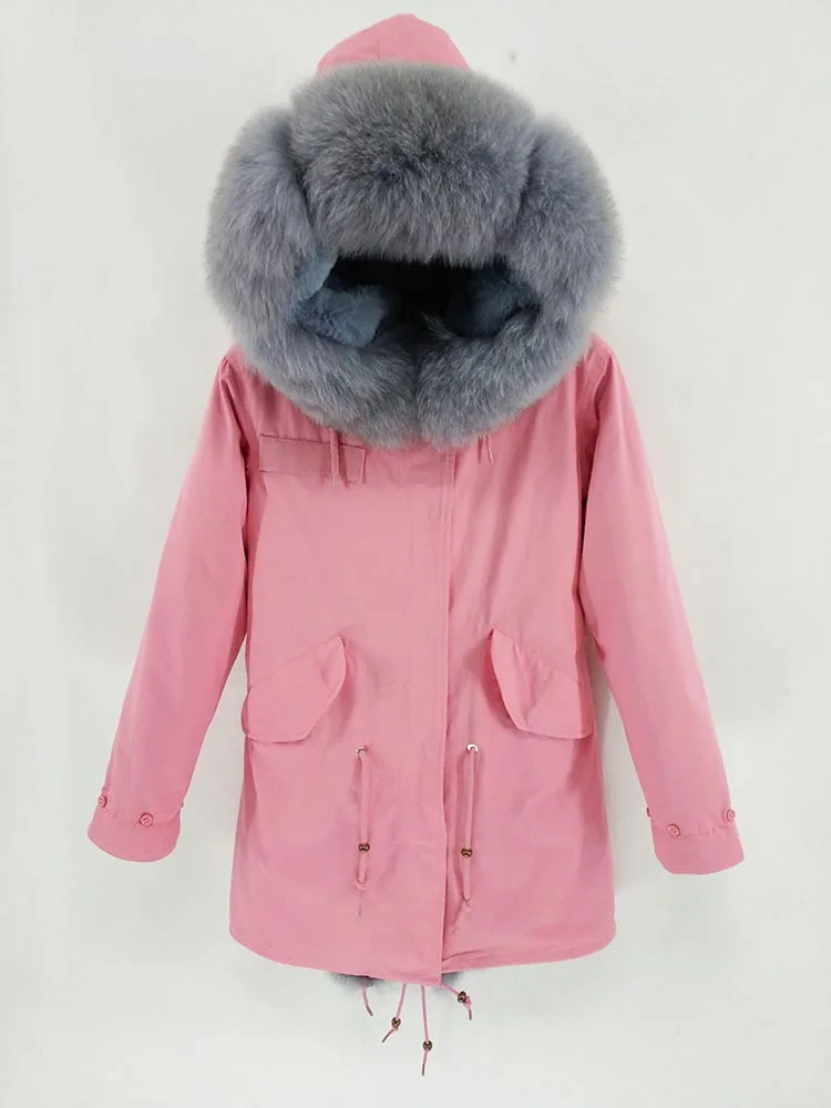 Furlove зимняя куртка Женское пальто из натурального меха длинная парка натуральный Лисий меховой капюшон, воротник верхняя одежда уличная Роскошная модная новинка - Цвет: color 21