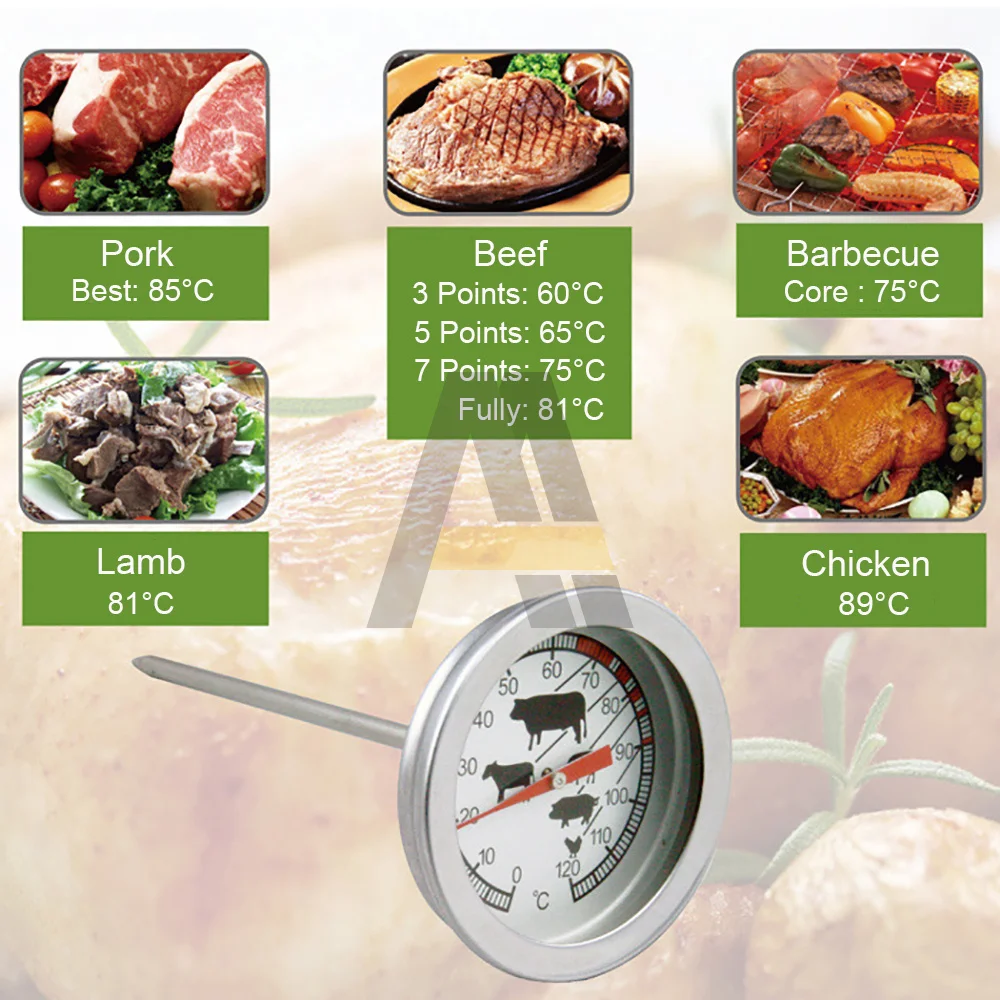 Thermomètre cuisson à viande avec cadran et sonde 0 a 120°C