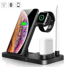 Беспроводное зарядное устройство 4 в 1, быстрая зарядная станция для Iphone 11 Pro Max XR XS MAX 8 Plus X, Apple Watch 4, 3, 2, 5, Iwatch Airpods 2, 10 Вт
