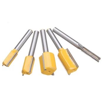 

5Pcs 1/4" Shank Straight Woodworking Router Bit Set Carpenter Milling Cutter