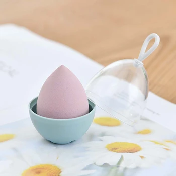 

5Pcs Transparent Egg Shaped Beauty Powder Puff Storage Box Rack Makeup Egg Case