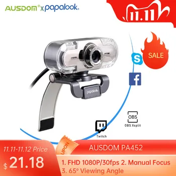 

PAPALOOK PA452 Full HD 1080P Webcam USB PC Computer Camera with Microphone Video Webcam for Online Teaching Live Broadcast