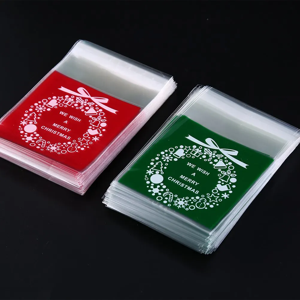 2017 Christmas package 100 Pcs self-adhesive Biscuits sweet Anniversary gift bags of cellophane