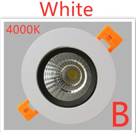 Светодиодный светильник с регулируемой яркостью COB потолочные точечные светильники 3 Вт 5 Вт 7 Вт 12 Вт 15 Вт 20 Вт 30 Вт Светодиодный светильник для спальни, кухни, внутреннего потолка, встраиваемый светильник - Испускаемый цвет: B----White