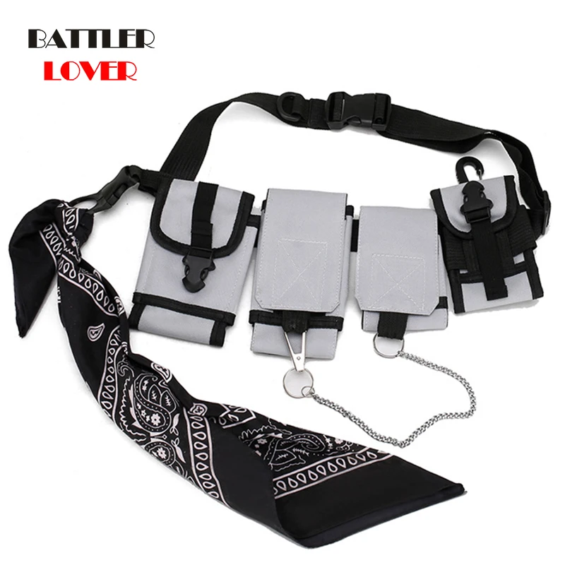 Men Chest Bag Tactical Waist Bag Multi-pocket Shoulder Bags Hip Hop Small Phone Pouch Street Boy Fashion Fanny Pack Flap Single