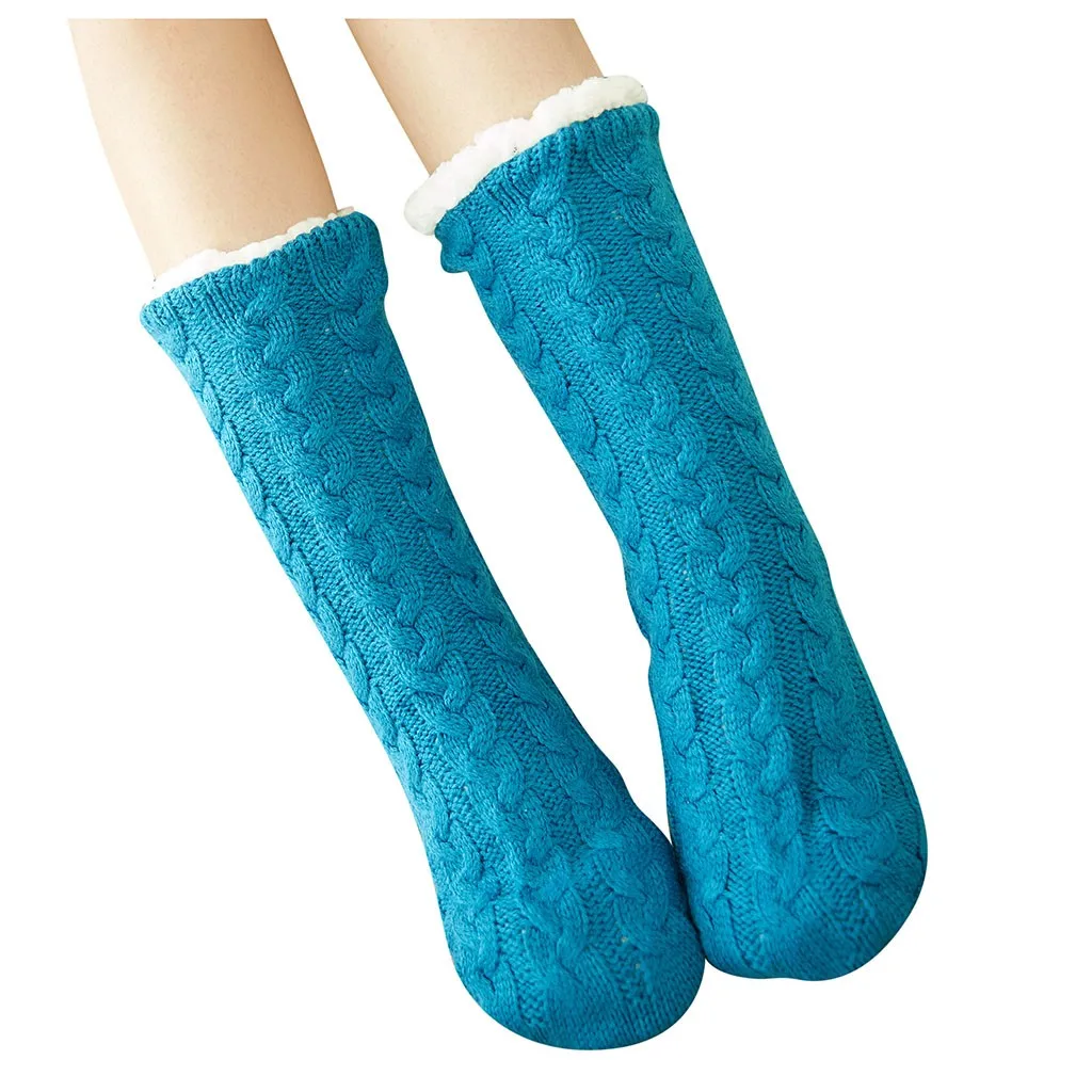 Новые Женские Удобные однотонные носки зимние теплые носки для сна домашние Пушистые Носки-тапочки пушистые теплые носки с флисовой подкладкой Рождественский подарок# T
