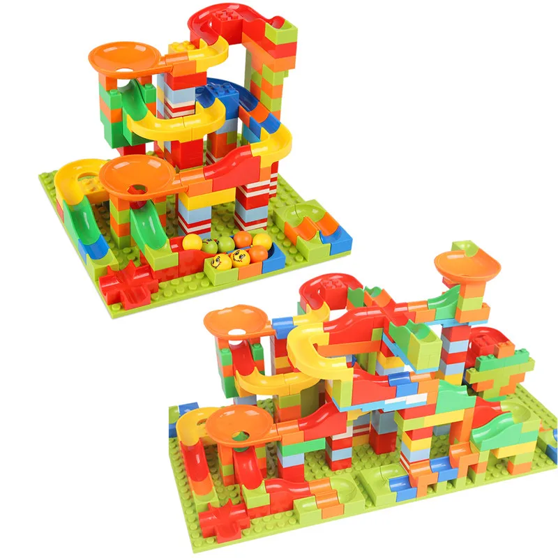 

165pcs/330pcs Marble Race Run Maze Ball Slide Track City Building Blocks Plastic Kids Educational Assemble Toys Children Gifts