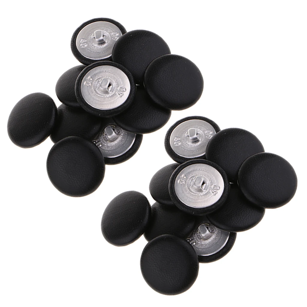  menolana 10Pcs Faux Leather Covered Buttons Upholstery Knitting  DIY Handcraft Black