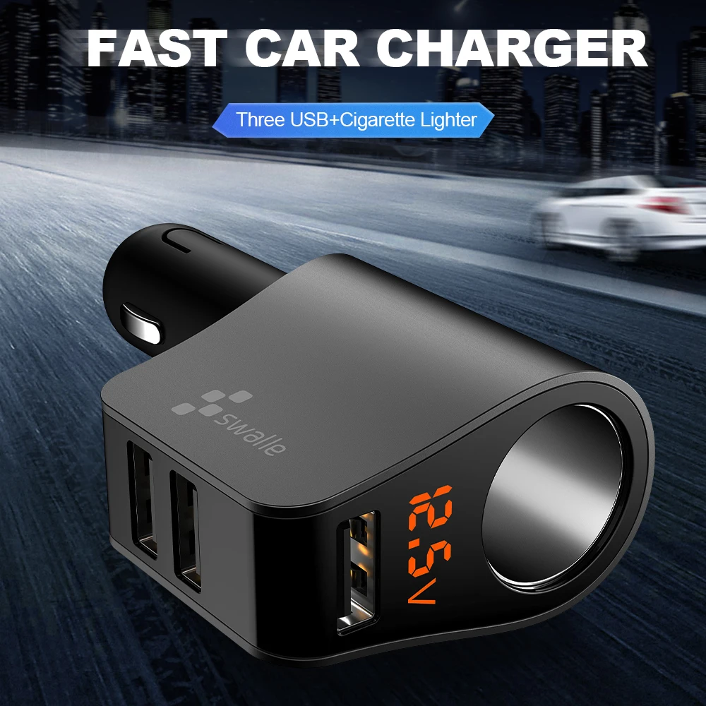 Swalle Car Quick Charger Portable 5V 3.1A Fast Charging GPS 3 Port USB Car-Charger For iPhone Samsung iPad USB Charger adapter