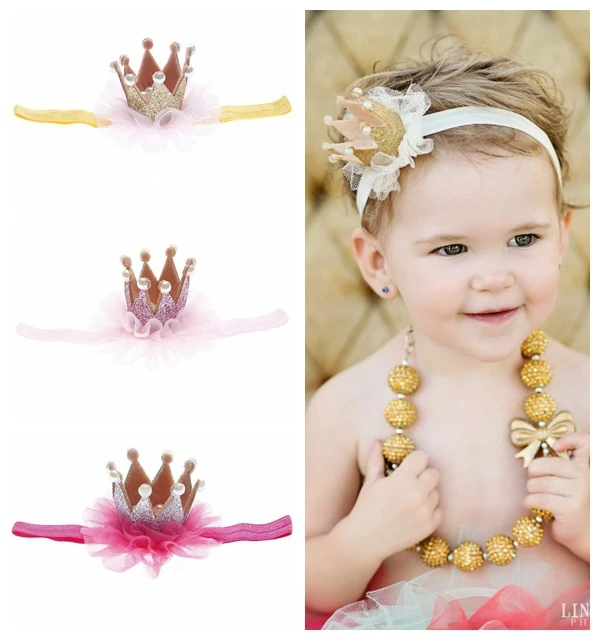 Diadema para niña pequeña, accesorio para el cabello para bebé, tela, regalo de cumpleaños, corona de niños, flores, perlas para recién nacidos, encaje Floral