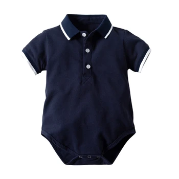 

Children's Short-Sleeved Shirt Boy Lapel Stripe Triple-cornered Crawl Baby Jumpsuit Short Sleeved Jumpsuit Jumpsuit