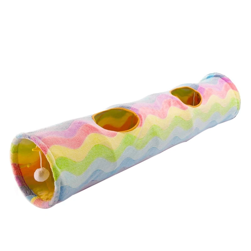 Игрушка-туннель для кошек, складная туннельная трубка с плюшевыми шариками для маленьких домашних животных, кроликов, котят, хорьков, щенков и собак