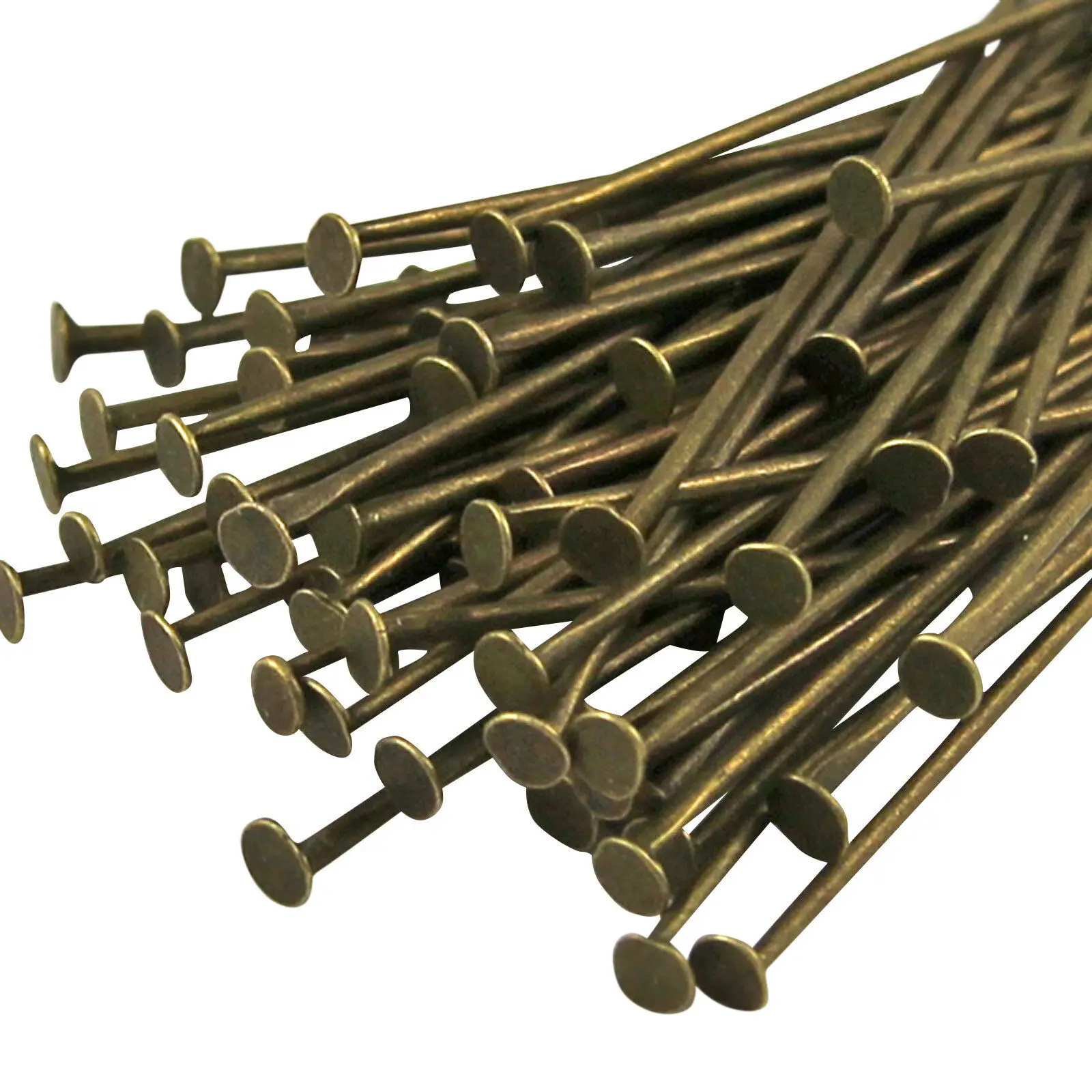 Head Pins - Bronze 100 шт Металлические шпильки, комплектующие для изготовления ювелирных изделий, калибр, много стилей, шпильки для очков, Шариковые шпильки для DIY браслетов из бисера - Цвет: Head Pins - Bronze