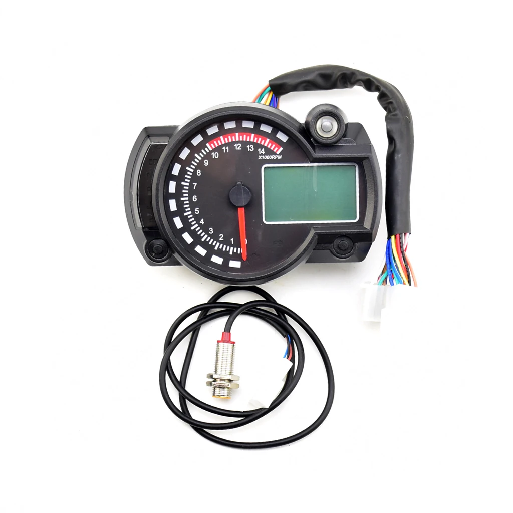 Motorcycle Universal Speedometer And Speed Sensor Gauge Odometer Tachometer Led Screen Dc 12v
