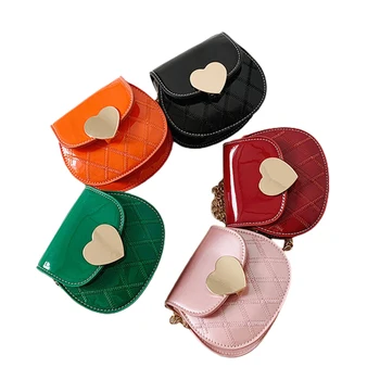 

Kids Girls PU Leather Crossbody Bags Portable Girls Light Weight Messenger Shoulder Bag with Heart Buckle & Chain Strap