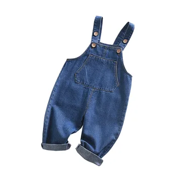 

JXYSY New Kids Denim Overalls Girls Boys Jumpsuit Jeans Pants Korean Version Loose Fashion Classical Cowboy Trousers Long 1-3yrs