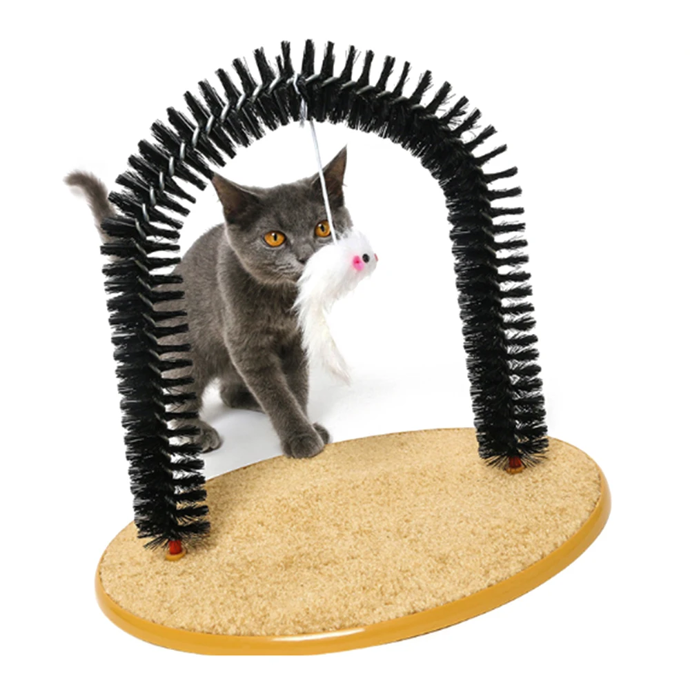 Cat Toy Pet Cat Self Groomer With Cat Itching Device Round Fleece Base Cat Toy Brush Toys Cat Scratching Devices Pet Supplies