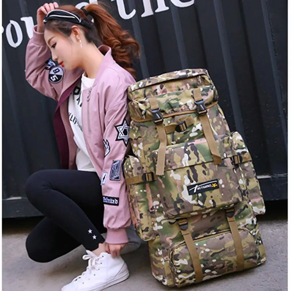 

Practical Nylon Fabric 70L Bag Unisex Travel Bag Mountaineering Backpack Camping Lightweight Folding Backpack Sports Cycling