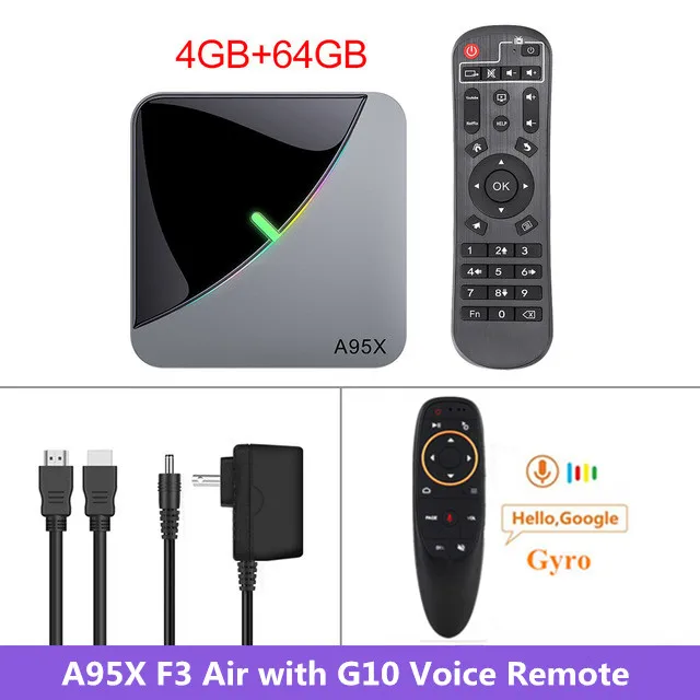 A95X F3 Air 8K RGB светильник ТВ приставка Amlogic S905X3 Android 9,0 4G 64G Wifi Netflix Youtube 4K 60fps Смарт ТВ приставка A95XF3 X3 F2 ТВ приставка - Цвет: 4G 64G G10 Voice