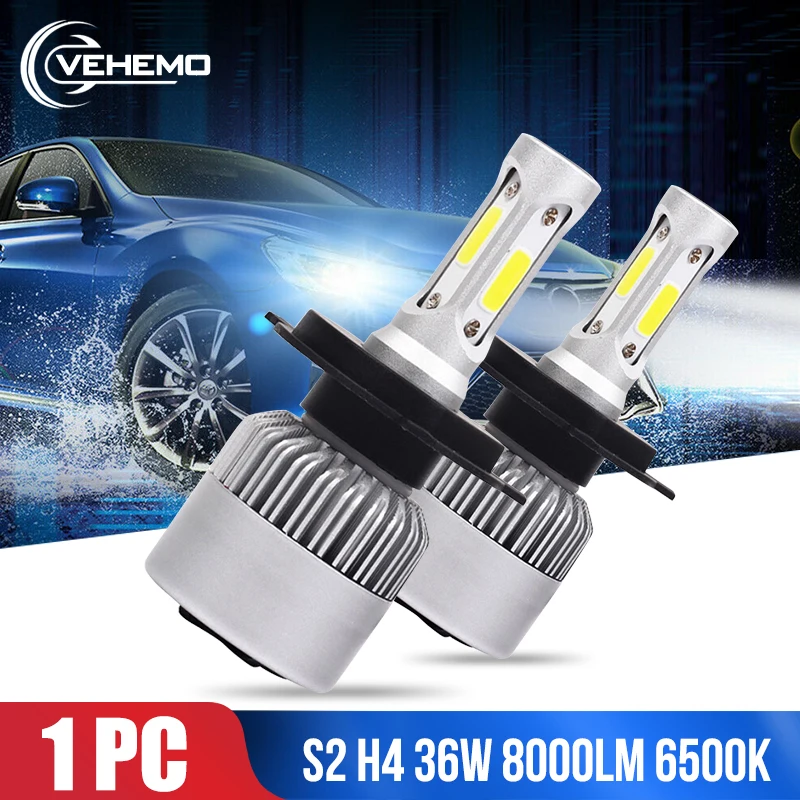 Vehemo S2 H4/HB2/9003 6500K светодиодный фонарь для автомобильных фар Светодиодный противотуманный фонарь для Авто освещения в сборе высокой мощности