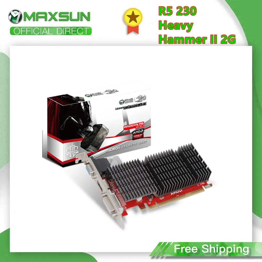 MAXSUN полная новая R5 230 Hammer II 2 Гб GDDR3 видеокарты 64bit PCIE3.0 × 8 готовые HDMI + VGA DVI ПК