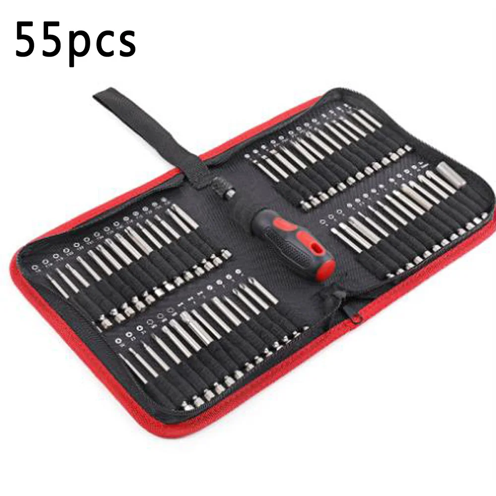 

55Pcs/set Electric Screwdriver Bits Set S2 Steel Flat Cross Triangle Bits Kit For Electronic Product Machine Repair