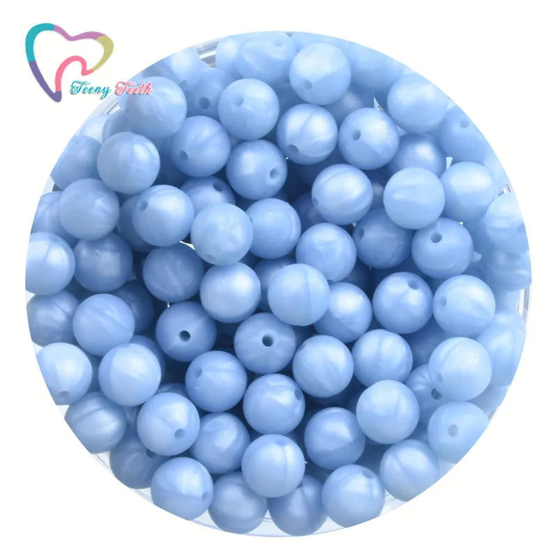 Metallic Solid Blue 24 цвета 10 шт круглые 15 мм Силиконовые перла Бусины Пищевой класс Детские Силиконовые Бусины Детские DIY Соска-Ниблер цепи аксессуары - Цвет: Metallic Solid Blue