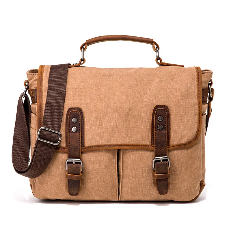 Khaki Винтажные портфели мужские сумки через плечо холщовые большие сумки через плечо известный бренд высокого качества мужские дорожные сумки XA278ZC - Цвет: Khaki